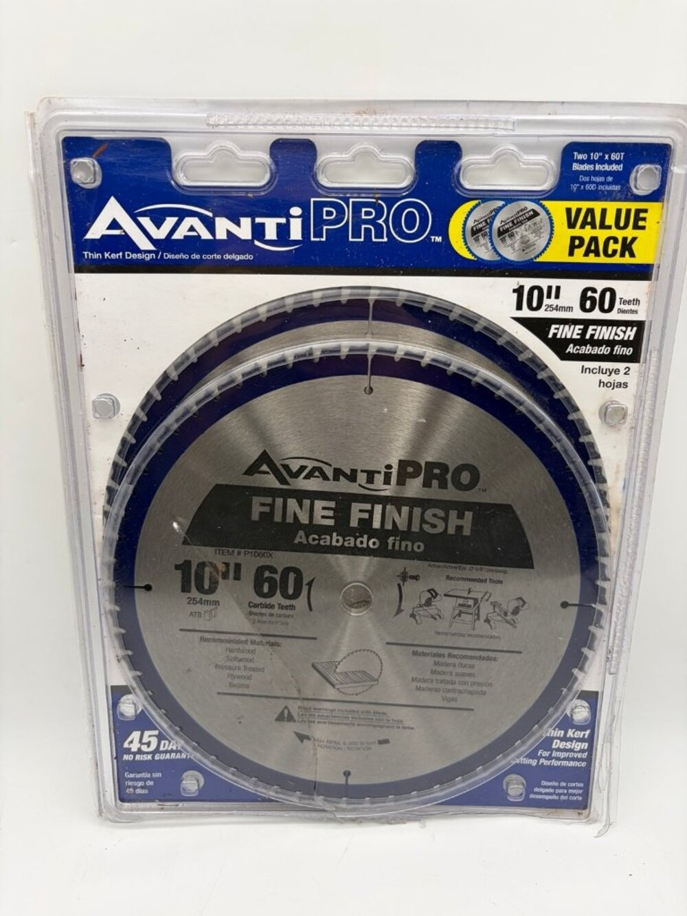 Avanti Pro 10 in 60 Tooth Fine Finish Saw Blade 2 Pack P106060PP Thin Kerf New